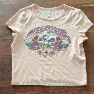 Billabong Light Pink Floral Surf Graphic Crop Tee size medium